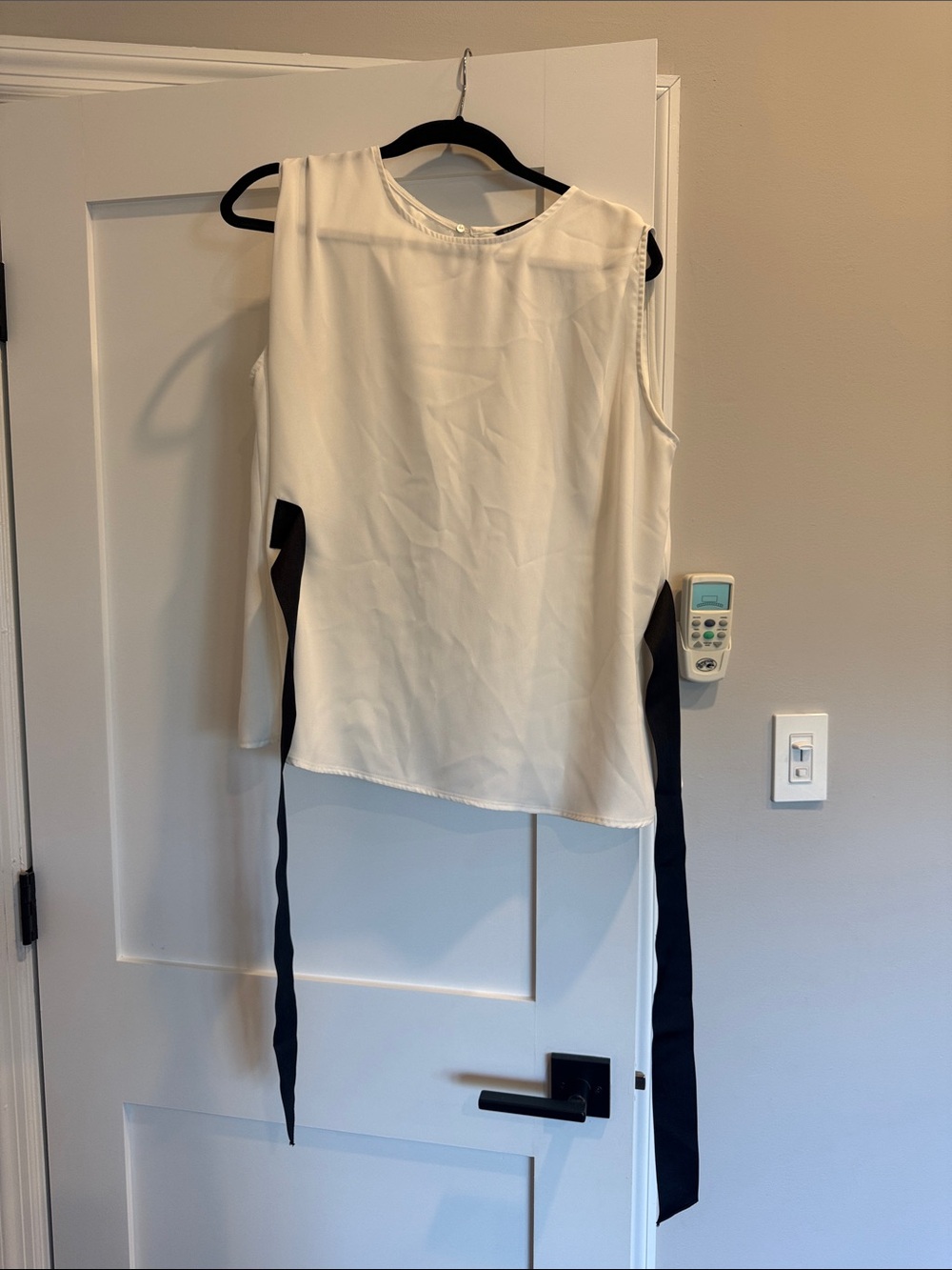 Zara white Sleeveless Blouse with Black Side Ties